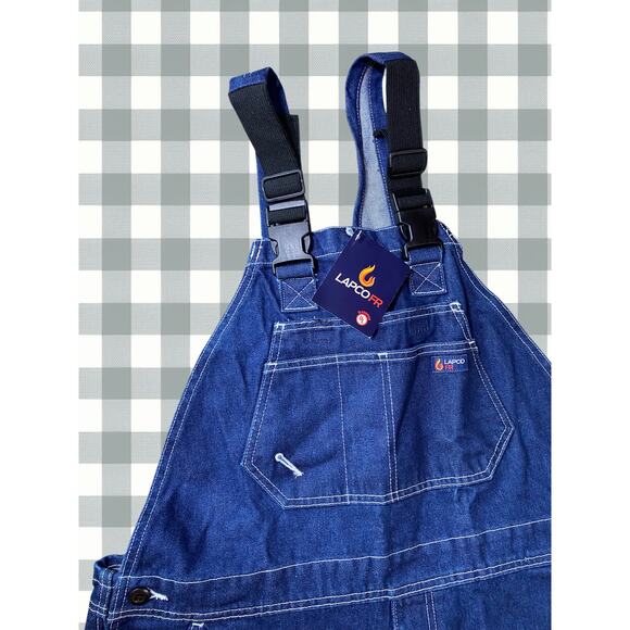 Lapco Mens 2XL Fire-Resistant ATPV 18 Protect 450 Denim B13FRDN Bib-Overalls - Picture 3 of 12